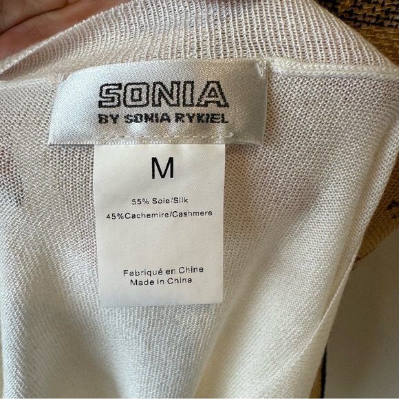 Sonia by Sonia Rykiel Ivory Silk Cashmere Sweater Size M Lightweight Layering - Picture 4 of 4